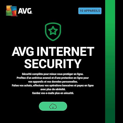 AVG Internet Security 2025 | 10 appareils | Antivirus| 1 An | Code d’activation envoi par email