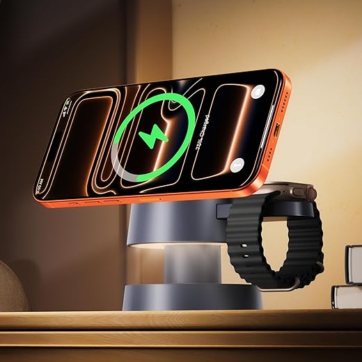 Chargeur sans Fil iVANKY 4 en 1 – Station de Recharge avec veilleuse, 15W pour MagSafe Chargeur