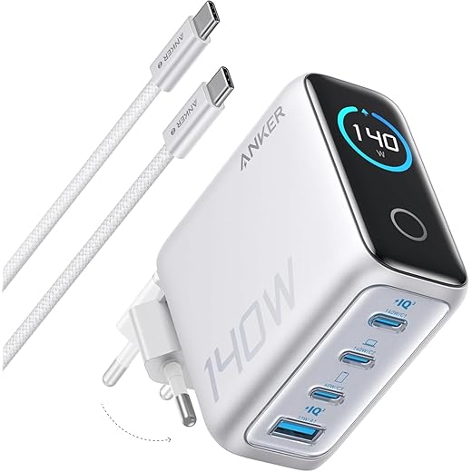 Chargeur USB C Anker Zolo 140 W, Adaptateur 4 Ports