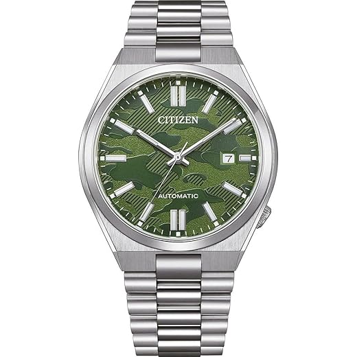 Citizen Montre Homme Automatique Tsuyosa – Acier Inoxydable, Vert/Camouflage