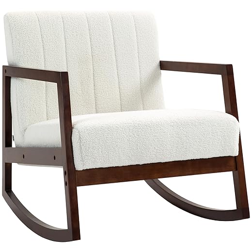 Fauteuil a bascule Homcom – 67l x 93P x 80H cm, couleur crème (via coupon, Vendeur Tiers)
