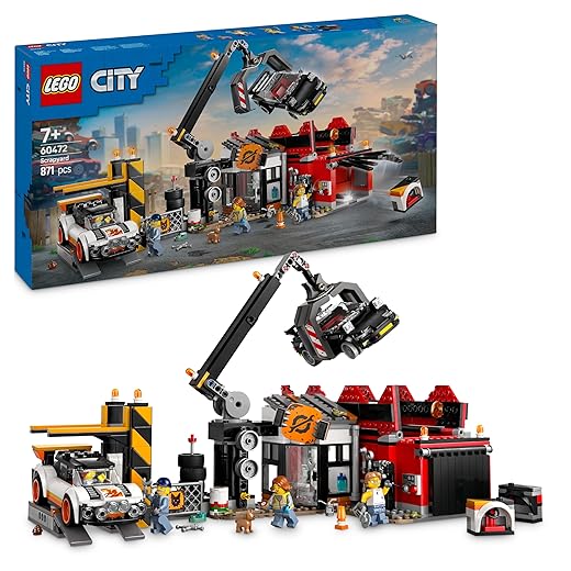 Jeu de Construction Lego City Casse Automobile- 4 minifigurines et 2 Machines à Construire 60472