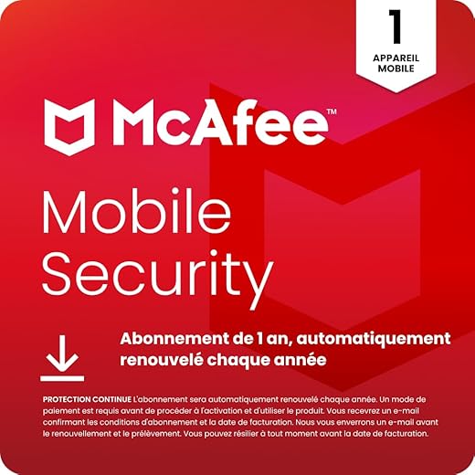 McAfee Mobile Security, 12 mois, appli de sécurité mobile, téléchargement