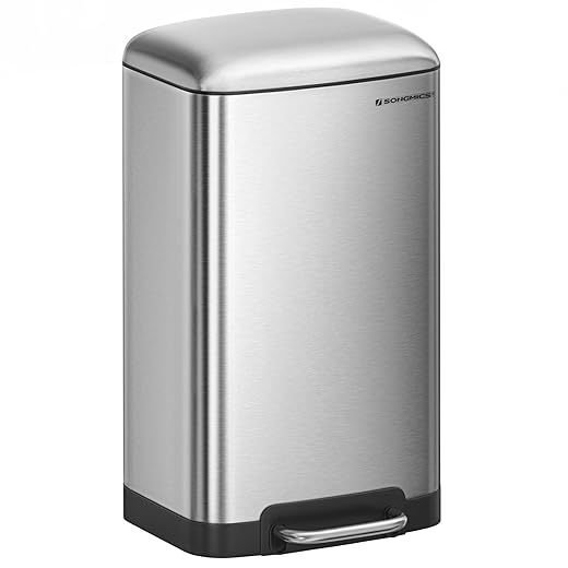 Poubelle à Pédale Songmics LTB01L – 30 Litres avec sceau intérieur couleur argent